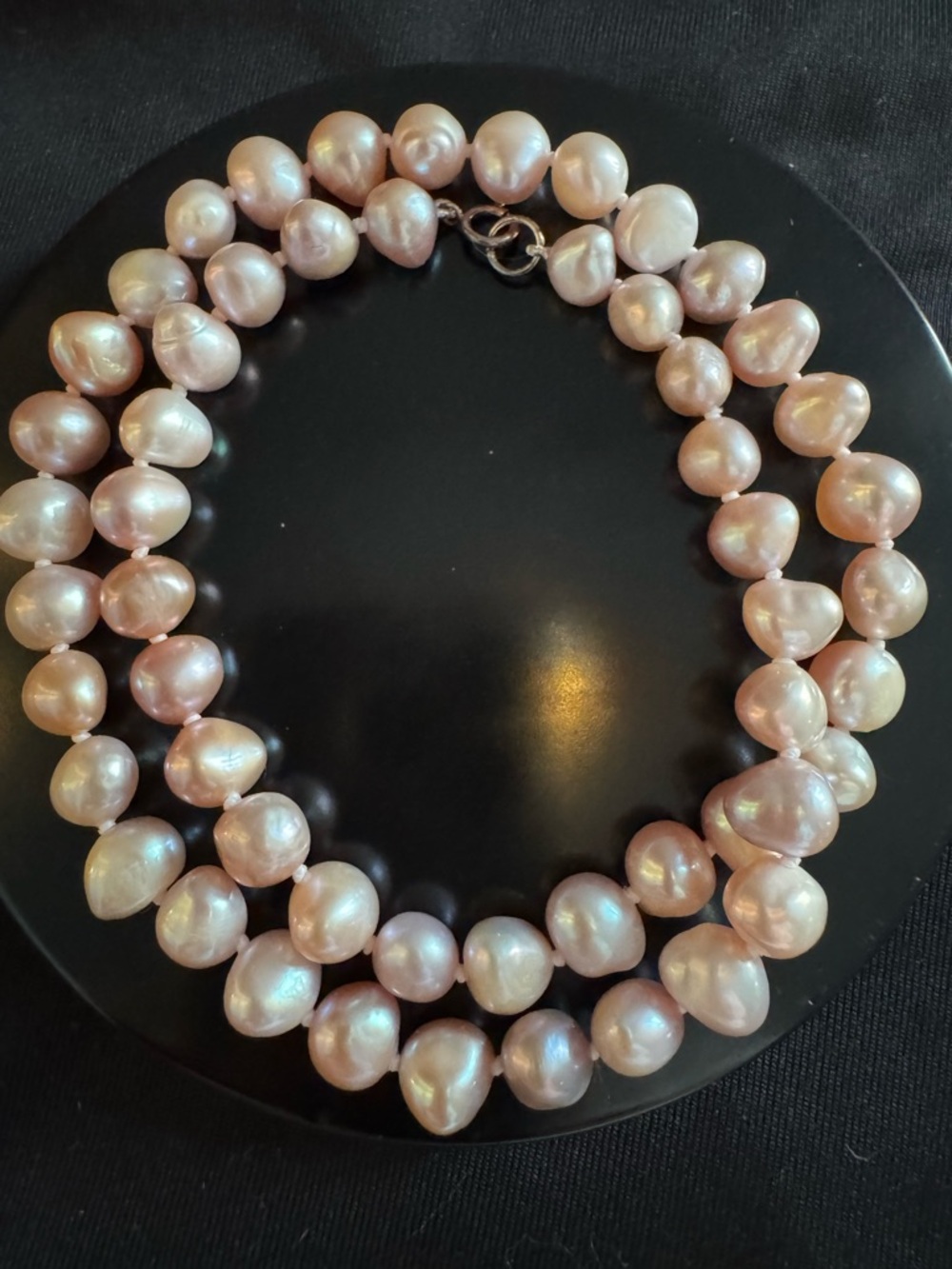 Blush Baroque Pearl Necklace – Natural Freshwater Pearls - Sterling Silver Clasp